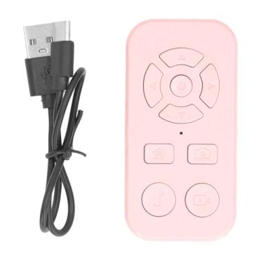 Imagem de Página de controle remoto Bluetooth Turner 9 Chaves Recarregam o smartphone sem fio Rolling Clicker para gravar vídeo e leitura móvel Reading ABS Material Tipo C Carregamento (Rosa)