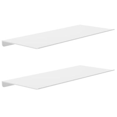 Imagem de Prateleiras flutuantes de metal pequena prateleira de parede 30,5 cm, pacote com 2, branca