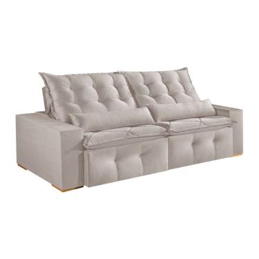 Imagem de Sofá 4 Lugares Retrátil e Reclinável França Veludo Areia 250 cm