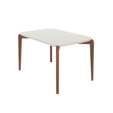 Imagem de Mesa de Jantar Retangular com Tampo de Vidro Off White Donatella Natural 135 cm