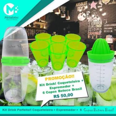Imagem de Kit Drink Limão Coqueteleira + Espremedor + 6 Copos Boteco Brasil - Fá