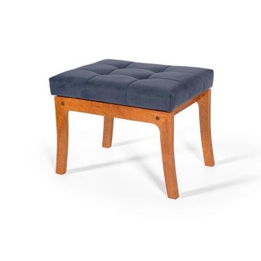 Imagem de Puff De Madeira Com Estofado Retangular Veneza Azul