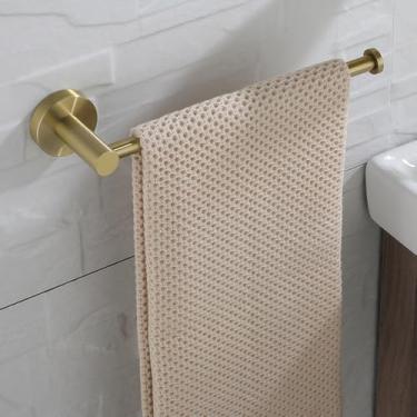 Imagem de Conjunto de banheiro dourado escovado - Toalheiro de parede com suporte para papel higiênico - Acessórios de aço inoxidável, porta-toalhas