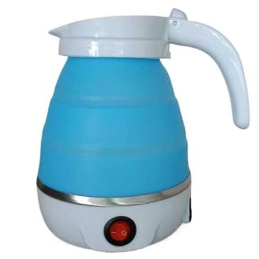 Imagem de Chaleira Elétrica Retrátil 600ml 110v Silicone Esquentar Leite Café Chá água (AZUL)