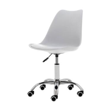 Imagem de Cadeira Office Giratória Saarinen Com Altura Ajustável Para Escritório E Estudo Branca