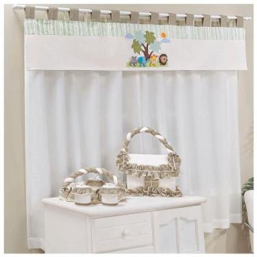 Imagem de Cortina Bordada c/ Aplicação Desenhos Quarto de Bebê Menina Menino - M