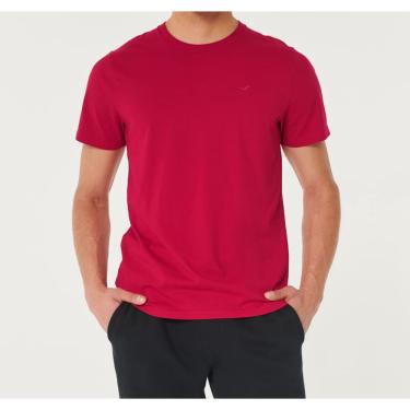 Imagem de Camiseta Vermelha Masculina 100% Algodão Hollister Bordado