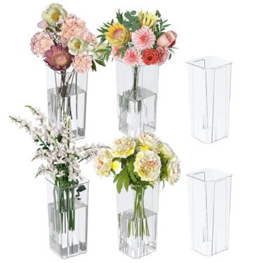 Imagem de Gainhope 6 peças de vaso de flores acrílico transparente, vasos de flores de acrílico altos modernos, peça central decorativa para casa, casamento, festa de aniversário, eventos