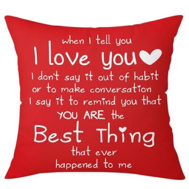 Imagem de OTOSTAR Capa de almofada estampada nos dois lados 50 x 50 cm When I Tell You I Love You Presentes de aniversário fronha quadrada para namorada marido esposa romântico dia dos namorados decorativa