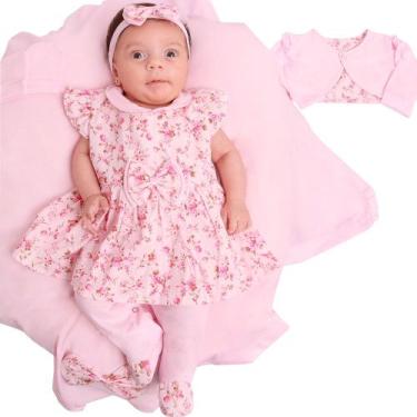 Imagem de Saída de Maternidade Menina Aconchego Penélope Floral Rosa 05 Peças - 