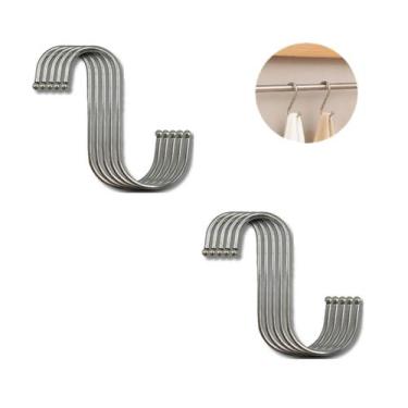 Imagem de Kit 10 x Gancho Tipo S em Aço Inox Suporte Cabide Multiuso - ATMX