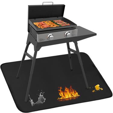 Imagem de Tapetes de churrasqueira para acessórios de churrasqueira ao ar livre compatíveis com chapa Blackstone 56 cm e 43 cm com suporte, Weber, Royal Gourmet, tapetes de churrasco à prova de fogo para carvão