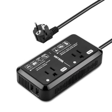 Imagem de Adaptador de tomada de viagem europeu 220 V para 110 V conversor de tensão EUA para Europa 2000W secador elétrico de cabelo conversor de saída para países da Europa (preto)