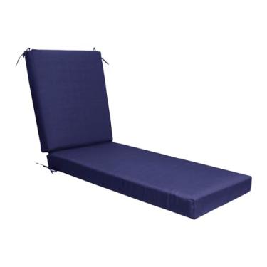 Imagem de ZSLUKEJJ Almofada de espreguiçadeira externa para móveis de pátio, almofadas de banco à prova d'água resistentes ao desbotamento com laços para piscina, varanda, jardins, praia, azul marinho