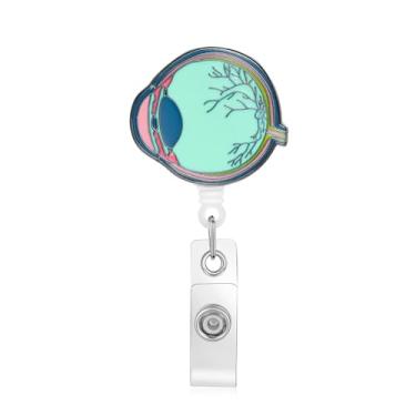 Imagem de MEDFOLY Porta-crachá para globo ocular, anatomia médica, oftalmologia, esmaltado, clipe retrátil, suporte de crachá de olho escalável para enfermeiras médicas