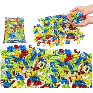 Imagem de Brinquedo De Montar Infantil Sacola Alfanumérica Letras e Números Coloridos Alfabeto Móvel Brinquedo Educativo Infantil (200 Peças)