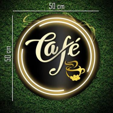Imagem de Painel Neon Led Café Preto Desenho Aplique Cafeteria Gourmet - Bloom
