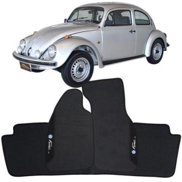 Imagem de Tapete Borracha Fusca 1951 à 1996 Preto Pvc Logo Bordado Jogo 3 Peças 