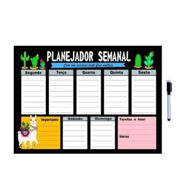 Imagem de Quadro Lousa Lhama - Planejamento Agenda Semanal 40X60 Cm Metal PG03 -
