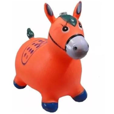 Imagem de Cavalinho Pula Pula, Upa Upa Grande, Com Musica e Luzes de Borracha Resistente- (Laranja)