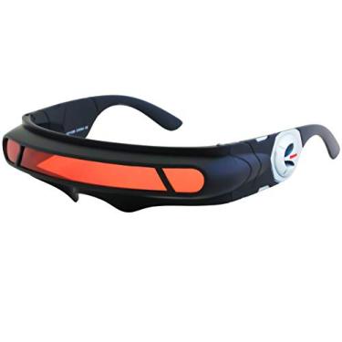 Imagem de Futuristic Space Alien Fantasia Festa Ciclope Escudo Espelho Colorido Mono Lentes Envoltório Óculos de sol 147 mm, Black/Red, Large