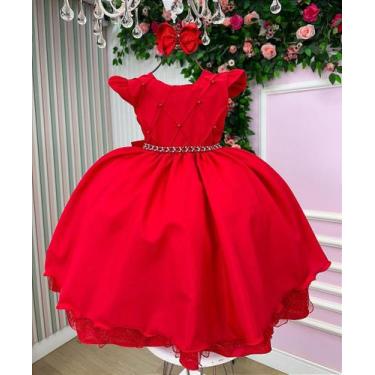 Imagem de Vestido Infantil Vermelho Menina Luxo Natal - no-brand, 6, Vermelho