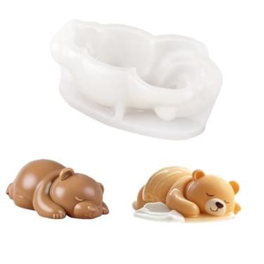 Imagem de Molde de silicone 3D em forma de urso molde de chocolate para mousse DIY cubo de gelo resina vela argila artesanato (urso)