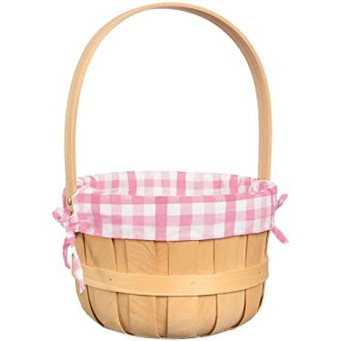 Imagem de Cesta de lascas de madeira - 35,5 cm x 24,5 cm | Rosa | Redondo | 1 peça
