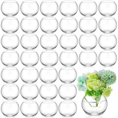 Imagem de Zopeal 36 peças de vaso de peixe tigela de bolhas de vidro globo de vidro transparente vaso redondo terrário peixe dourado flor centro de mesa para arranjos de eventos de casamento, escritório, casa