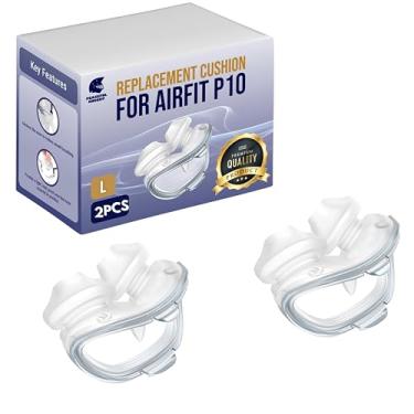 Imagem de Almofadas nasais AirFit P10 – Máscara CPAP de silicone macio para substituição da almofada de nariz com montagem de estrutura de tubo para ultra-conforto leve, vedação segura e sono ininterrupto