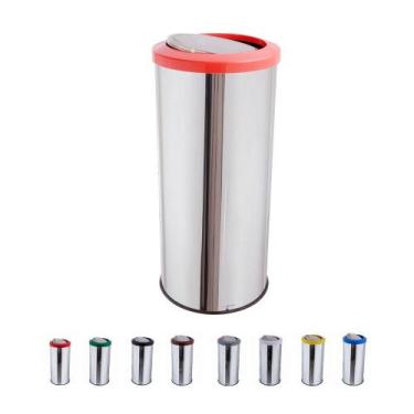 Imagem de Lixeira Inox Com Tampa Basculante Lixeira Grande 50 Litros - CCM, Lara