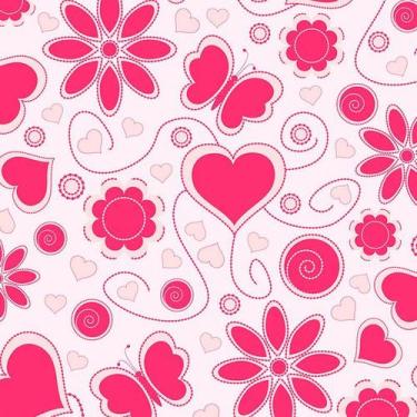 Imagem de Papel de Parede Adesivo Casual Flores e Corações - 186 - Multimpressão