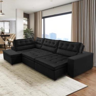 Imagem de Sofá de Canto Retrátil e Reclinável com Molas 3,00x2,00 Marília Suede 