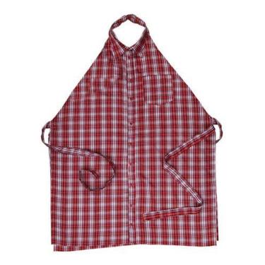 Imagem de Avental Camisa Roma Cor Vermelho Desenho Do Tecido Xadrez - Gourmet Mi