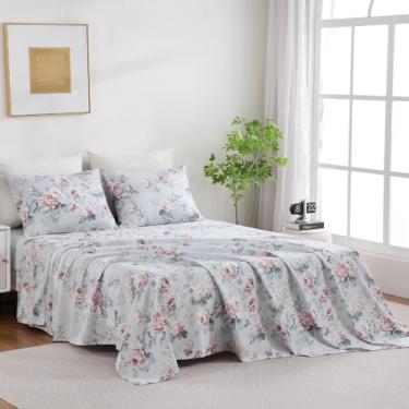 Imagem de Jogo de Lençol Casal Roma 4 Pçs Percal 300 Fios Estampado (Rós)