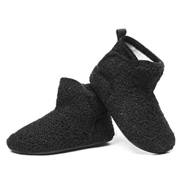 Imagem de Pantufas infantis para o inverno, quentes, felpudas, leves, para meninos e meninas, Preto 20065, 21-22