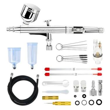 Imagem de Kit De Aerógrafo De Gravidade De Dupla Ação Com Agulhas De 0,2, 0,3 E 