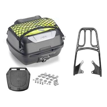 Imagem de Kit Baú 43L Monolock Adventure Givi E43nbr + Bagageiro Moto Titan 160 Cromado Tubo 4062 Projetil