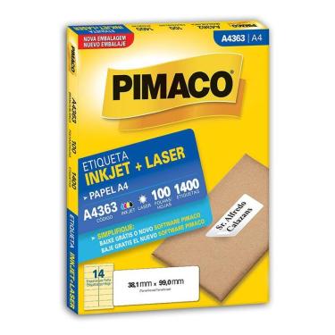 Imagem de Etiqueta inkjet/laser A4363 com 100 folhas Pimaco