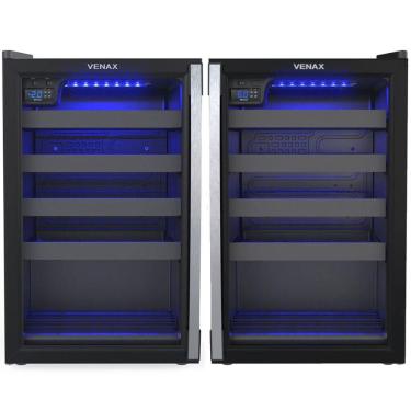 Imagem de Conjunto Venax Expositora Champanheira Porta Invertida e Adega Piubella 100 Litros Preto Fosco 110V 