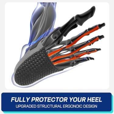 Imagem de ASRAM Calcanhar para fascite plantar, inserções de manga no calcanhar, protetores de calcanhar ajustáveis para fascite plantar, MEM (8,5-14)/mulheres (9,5-13), cinza