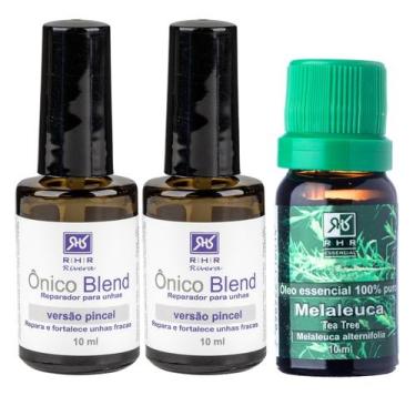 Imagem de Kit 2 Ônico Blend Pincel + 1 Óleo Essencial De Melaleuca - RHR Cosméti