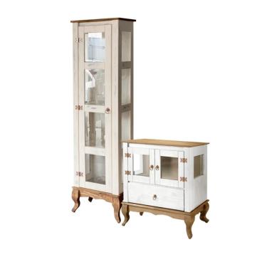 Imagem de Cristaleira Com Aparador Madeira Maciça Branco Garapa D120vl D161vl Shop Jm