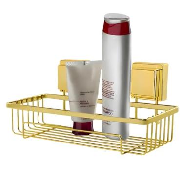 Imagem de Suporte Porta Shampoo Prateleira Parede Ventosa Banheiro Dourado - 8050DD Future