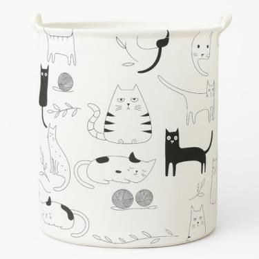 Imagem de Cesto Para Roupa Suja Organizador Dobrável Multiuso Decorativo Estampa de Gatos 20L
