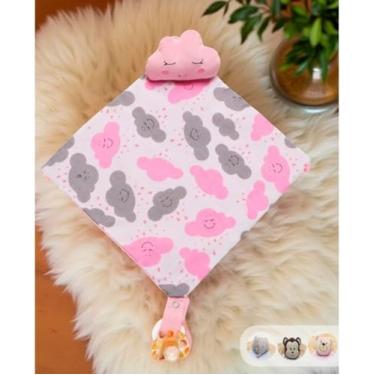 Imagem de Naninha De Bebê Com Prendedor De Chupeta Menina Menino(Nuvem rosa)