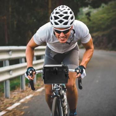 Imagem de Bolsa para guidão de bicicleta, impermeável, 4,5 L, com bolso visível para celular, cubo de liberação rápida, cesta Ebike para cidade e trekking