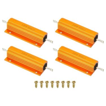 Imagem de PATIKIL Resistor de revestimento de alumínio de 100 W 300 Ohm com parafusos, 4 conjuntos de resistores de caixa de alumínio alojados resistores enrolados com rosca resistor de energia de torneira de