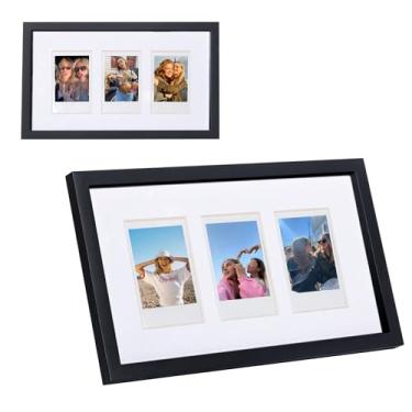 Imagem de WOGOZAN Mini porta-fotos para câmera instantânea Fuji Polaroid Instax Mini 12/11/41/99/EVO, moldura de madeira sólida comporta 5 x 8 cm, 3 fotos para exibição de parede e mesa (apenas uma) (preto