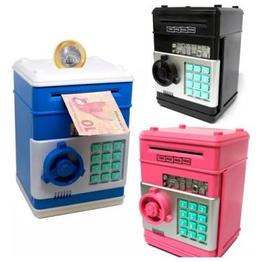 Imagem de Cofre Digital EletrôNico Com Senha E Alarme - Puxador AutomáTico Para Notas E Moedas, Cores Rosa, Azul, Preto(SORTIDO)